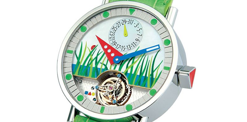 Наручные часы Алан Зильберштейн зеленые с турбиллионом