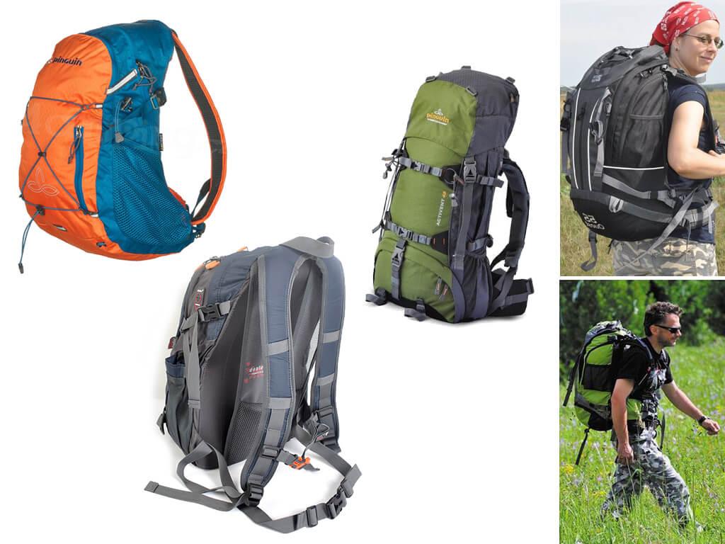Туристические рюкзаки (в зависимости от предназначения: для уик-энда, альпинистский, для походов, для велосипедистов) отличаются конструкцией и вместительностью