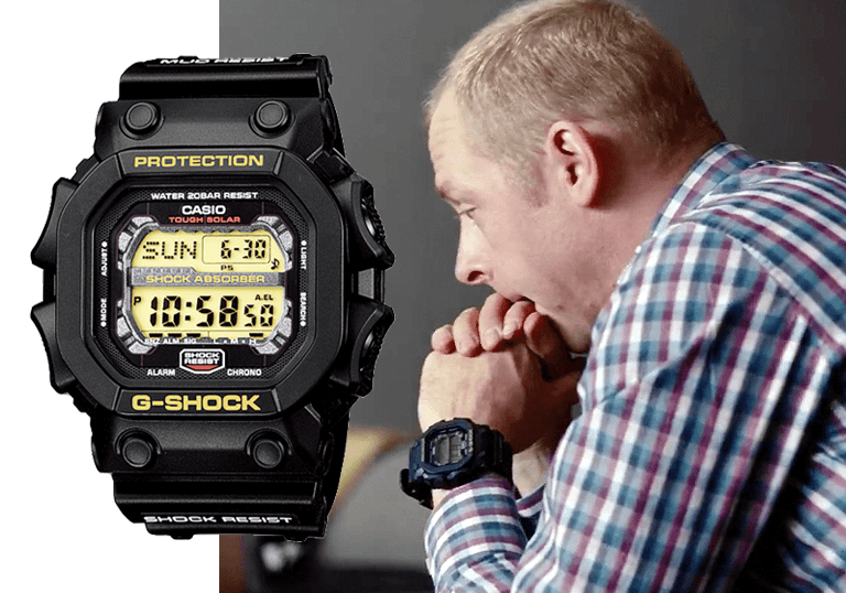 “Миссия невыполнима: Протокол Фантом” (2011): наручные часы Саймона Пегга (Бенджи Данна) Casio G-Shock GX-56-1B 