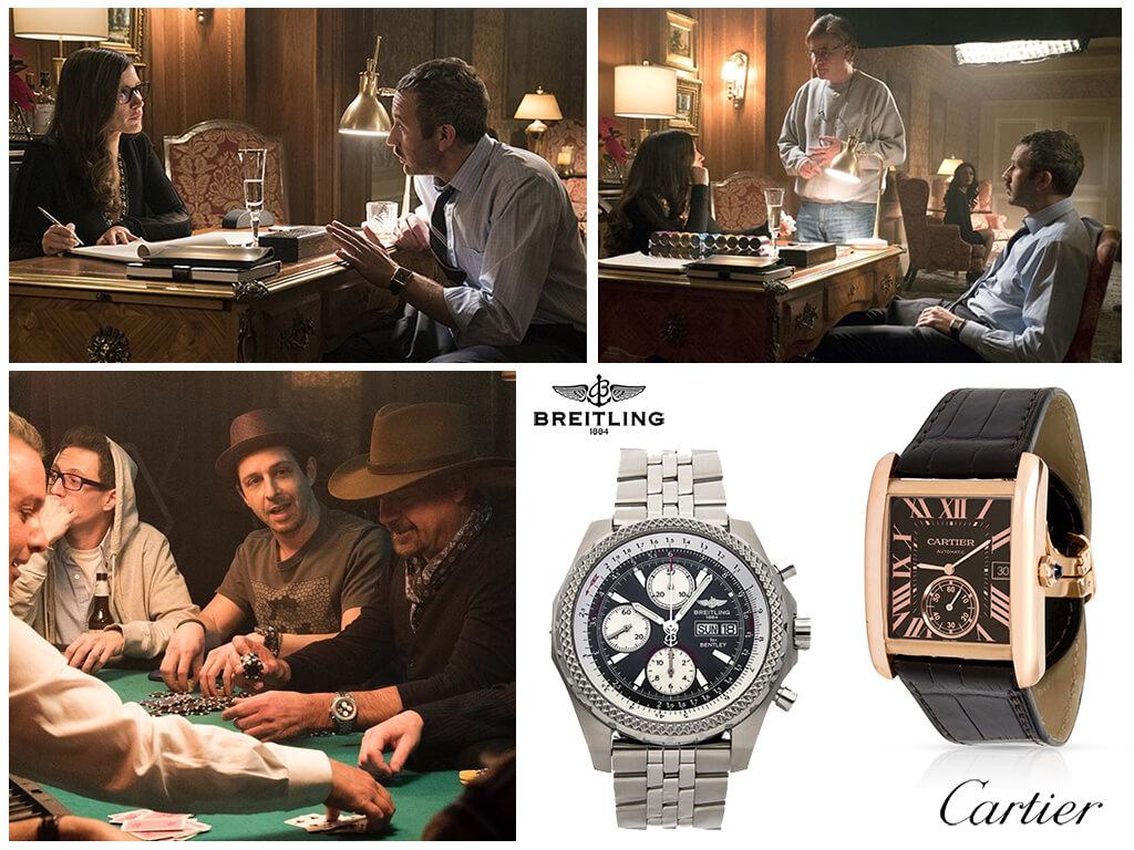 Наручные часы Cartier Tank MC Rose Gold Watch и Breitling Bentley GT в фильме Большая игра (2018)