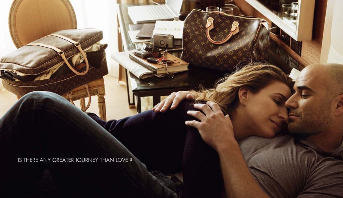 Андре Агасси и Штеффи Граф в рекламе чемоданов и сумок от Louis Vuitton