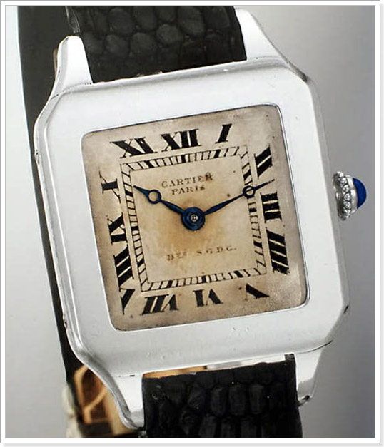 Луи Картье (Louis Cartier) 1910 создает модель Santos Dumont мужские наручные часы необычной для того времени прямоугольной формы 