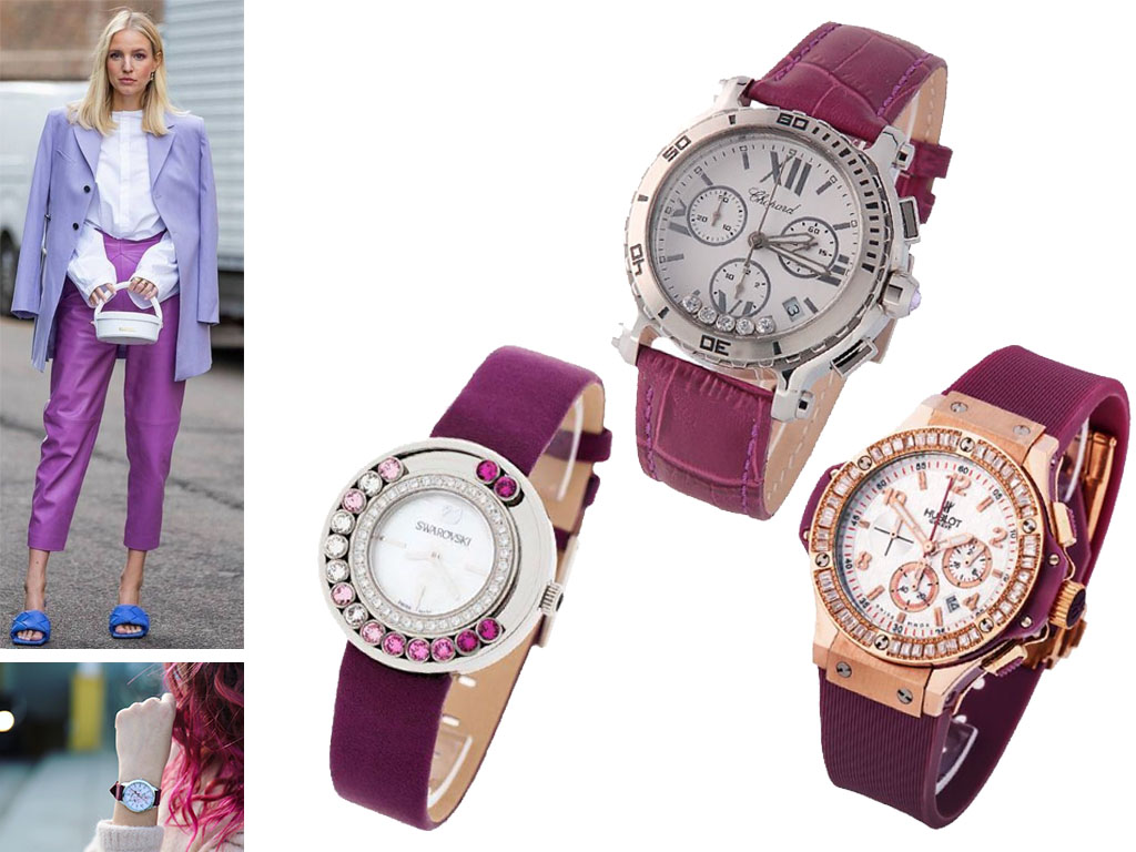 Женские часы с фиолетовым ремешком