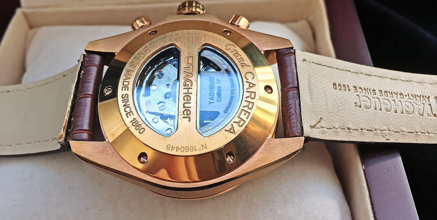 Тыльная сторона копии часов TAG Heuer Grand Carrera Chronograph