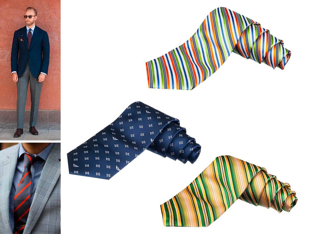 Те, кто готов к экспериментам, могут приобрести парочку галстуков в самых ярких цветовых сочетаниях