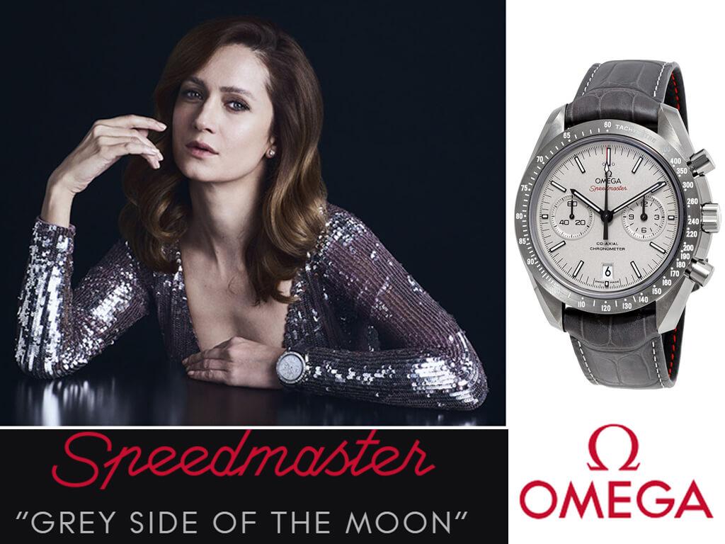 Виктория Исакова и часы Omega Speedmaster Moonwatch в специальном платиновом циферблате