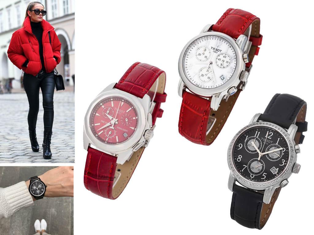 Часы женские Tissot с кожаным браслетом